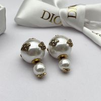 Dior Tribales Earrings Antique Metal with Resin Pearls and Bees Allover Signatured Gold/White