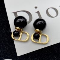 Dior Tribales Earrings Antique Metal with Resin Pearls and CD Signatures Gold/Black