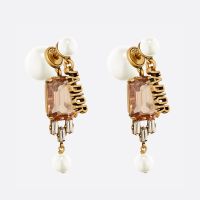 Dior Tribales Earrings Metal, White Resin Pearls And Crystals Brown
