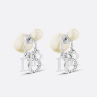 Dior Tribales Earrings Metal with Resin Pearls and Diorevolution Signature Embellished Crystals Silver
