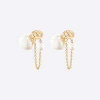 Dior Tribales Earrings Chain Metal And White Resin Pearls Gold