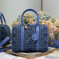 Dior Groove 25 Bag In Cannage Tweed Blue