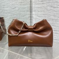 Small Dior Bow Bag In Lambskin Dark Brown