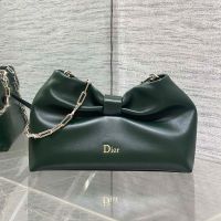 Small Dior Bow Bag In Lambskin Green