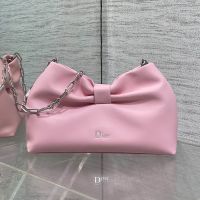 Small Dior Bow Bag In Lambskin Pink