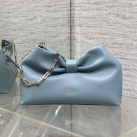Small Dior Bow Bag In Lambskin Sky Blue