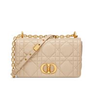 Medium Dior Caro Bag In Macrocannage Lambskin Beige