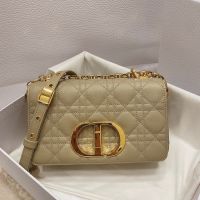 Small Dior Caro Bag In Supple Cannage Calfskin Khaki