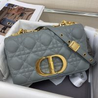 Small Dior Caro Bag In Supple Cannage Calfskin Light Blue