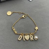 Diorevolution Bracelet Metal with Resin Pearl, Star Charm and DIOR Signature Embellished Crystals Gold
