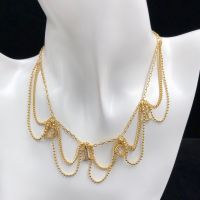 Diorevolution Necklace Metal with Crystals and Multiple Bead Chains Gold