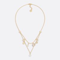 Diorevolution Necklace Metal with Resin Pearl, Crystals, DIOR Letters and Multi Charms Gold
