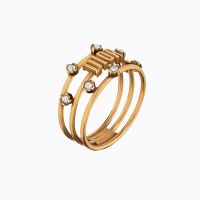 Diorevolution Triple Ring Antique Metal with Crystals Gold