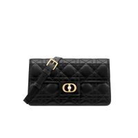 Mini Dior Jolie Bag In Cannage Lambskin Black