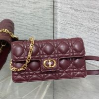 Mini Dior Jolie Bag In Cannage Lambskin Burgundy