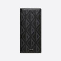 Large Dior Vertical Wallet CD Diamond Motif Canvas Black
