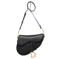 Medium Dior Soft Saddle Bag with Strap In Smooth Calfskin Black