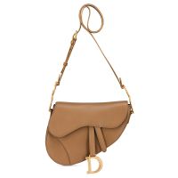 Medium Dior Soft Saddle Bag with Strap In Smooth Calfskin Brown