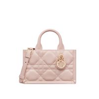 Mini Dior Book Tote with Strap In Macrocannage Calfskin Cherry