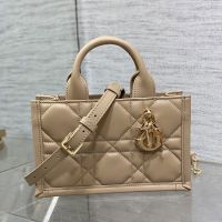 Mini Dior Book Tote with Strap In Macrocannage Calfskin Khaki
