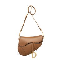 Mini Dior Soft Saddle Bag with Strap In Smooth Calfskin Brown
