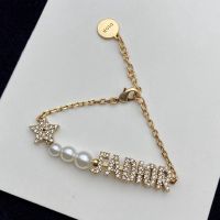 J'Adior Bracelet Metal with Resin Pearls, J'Adior and Star Charms Embellished Crystals Gold