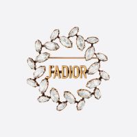 J'Adior Laurel Brooch Gold-Finish Metal and Silver Crystals Gold