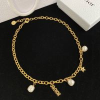 J'Adior Necklace Metal with Resin Pearls and Star Charm Gold