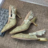 J'Adior Slingback Pumps Women D-Lace Butterfly Motif Macrame Gold