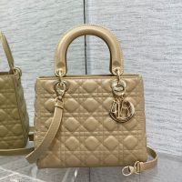 Medium Lady Dior Bag In Cannage Grained Calfskin Khaki