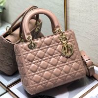 Medium Lady Dior Bag In Cannage Lambskin Lotus Pink