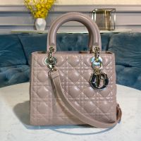 Medium Lady Dior Bag In Cannage Lambskin Nude