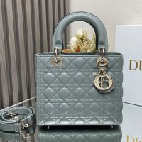 Medium Lady Dior Bag In Cannage Lambskin Rock Grey