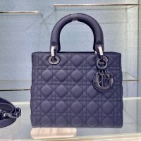 Medium Lady Dior Bag In Ultramatte Cannage Calfskin Purple
