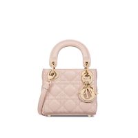 Micro Lady Dior Bag In Cannage Lambskin Cherry