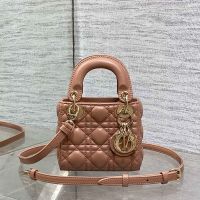 Micro Lady Dior Bag Cannage Lambskin Apricot