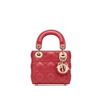 Micro Lady Dior Bag Cannage Lambskin Red