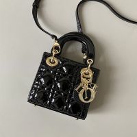 Micro Lady Dior Bag In Patent Cannage Calfskin Black
