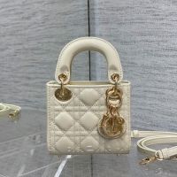 Micro Lady Dior Bag In Patent Cannage Calfskin White