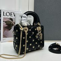 Mini Lady Dior Bag Cannage Lambskin with Butterfly Studs Black