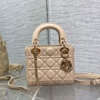 Mini Lady Dior Bag In Cannage Lambskin Apricot
