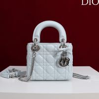 Mini Lady Dior Bag with Detachable Bow in Cannage Lambskin Lake Blue