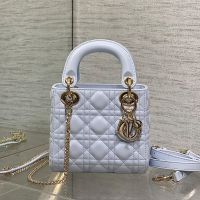 Mini Lady Dior Bag In Cannage Lambskin Glacier Blue