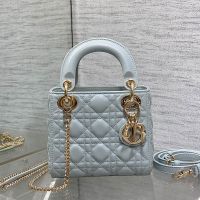 Mini Lady Dior Bag In Cannage Lambskin Lake Blue