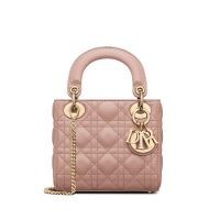 Mini Lady Dior Bag In Cannage Lambskin Pink