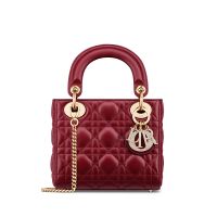 Mini Lady Dior Bag In Cannage Lambskin Red
