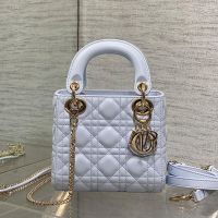 Mini Lady Dior Bag In Cannage Lambskin Sky Blue