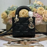 Mini Lady Dior Bag In Graphic Cannage Calfskin Black