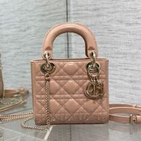 Mini Lady Dior Bag In Patent Cannage Calfskin Lotus Pink
