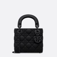 Mini Lady Dior Bag In Ultramatte Cannage Calfskin Black